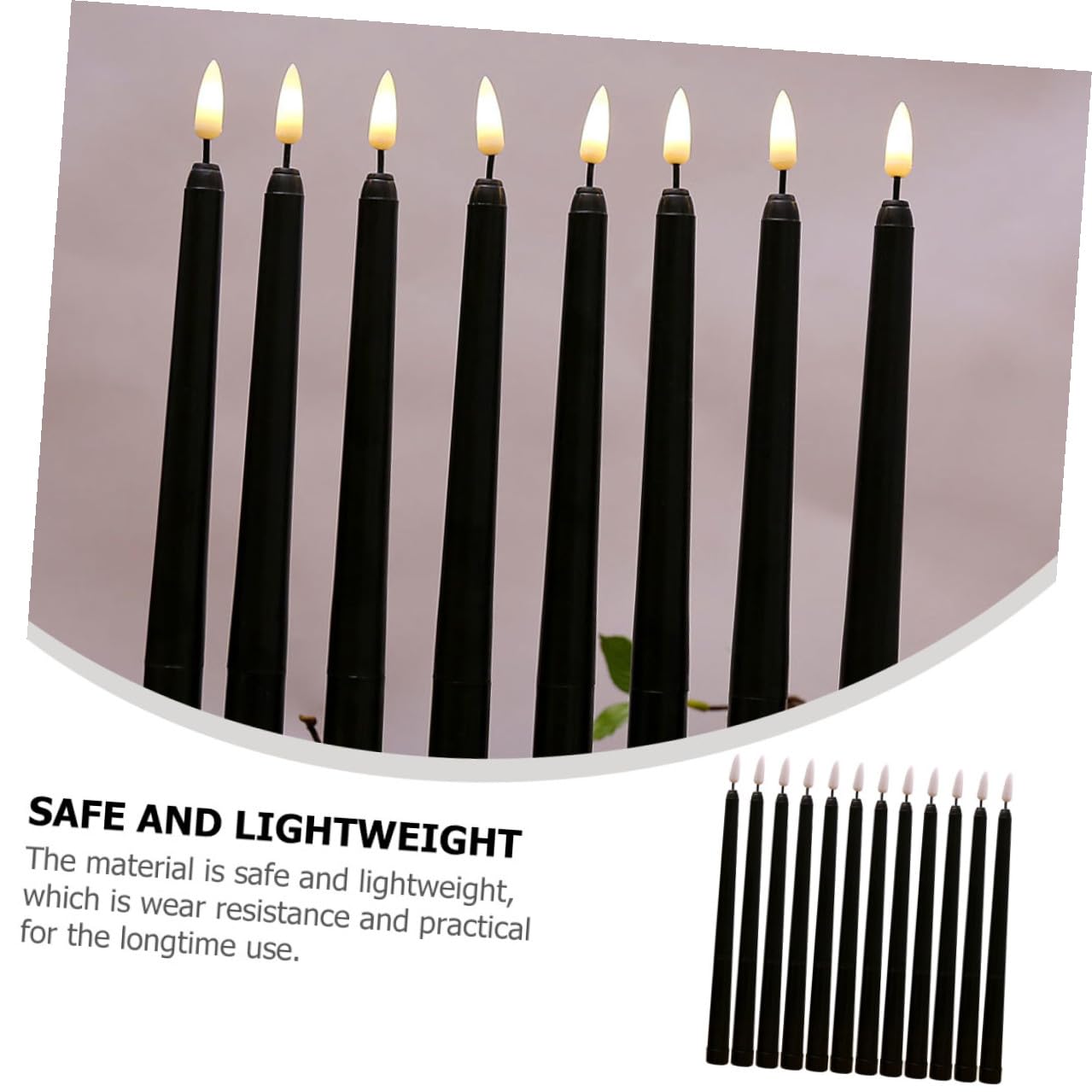 12 Piezas Velas LED Cónicas sin Llama de Plástico para Ambientación Navideña y Bodas