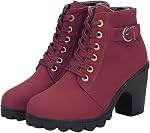 Lug Sole Chunky Heel Ankle Boots for Women Lace Up High Heel Booties Vintage Suede Short Bootie Elegant Shoes Boot