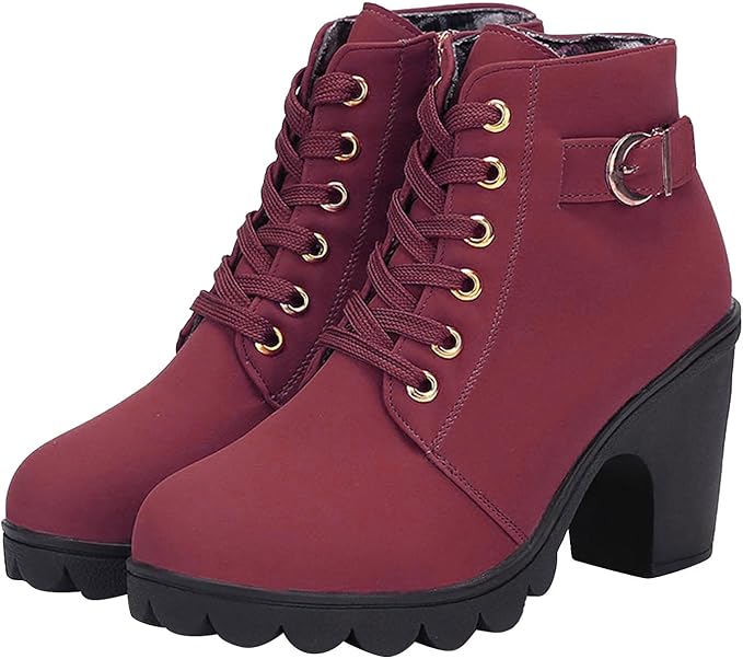 Womens Chunky Booties Stylish Zipper