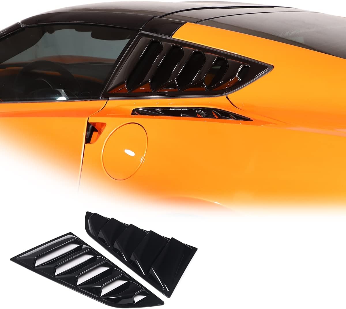 Car Rear Side Window Louvers Compatible with Chevrolet Corvette C7 2014-2019 Triangular Window Glass Blinds (Gloss Black)