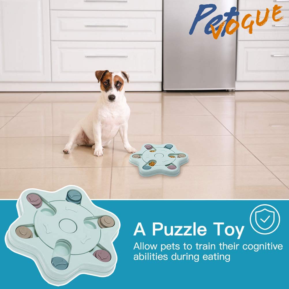 PetVogue Cuenco de alimentación lenta para perros, juguete de rompecabezas para dispensar golosinas, juguetes para mascotas, juego para entrenamiento de coeficiente intelectual y alimentación,