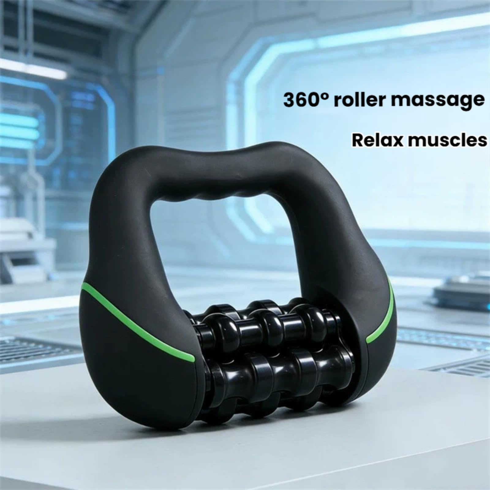 LCD Handheld 360 Rotating Roller Massager, 8 Adjustable Intensity Full Body Deep Tissue Muscle Soreness Relief Ergonomic U Grip Massage Instrument