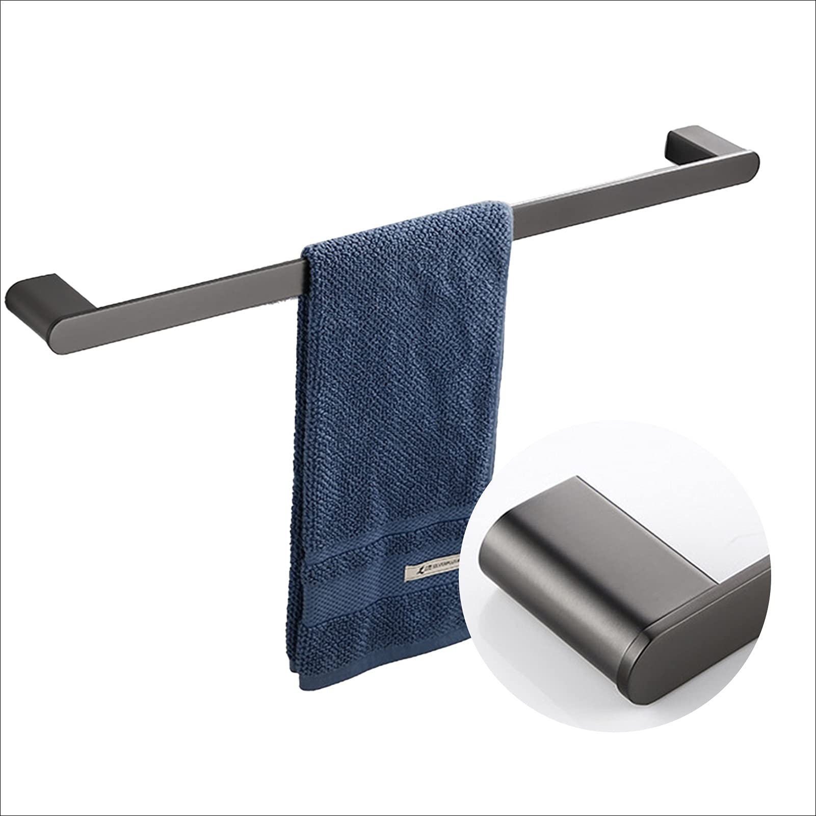 LMYSXAOZ Wall Mounted Bath Towel Rail Bar, SUS 304 Stainless Steel Single Rack, Bathroom Kitchen Shower Accessories, 40cm/50cm/60cm, Gray (Size : 60cm)