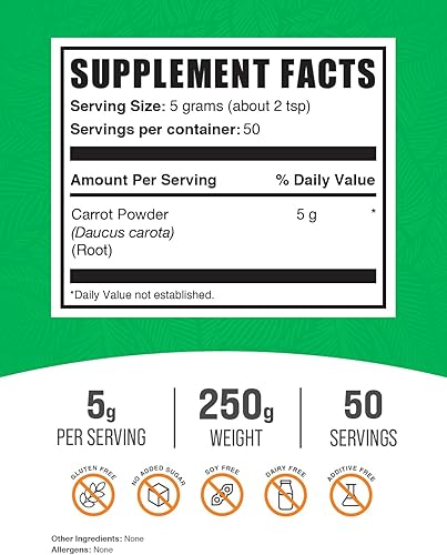 Miniatura 2 de BulkSupplements. com Polvo de zanahoria - Suplemento en polvo superalimentario, suplemento de zanahoria - para batidos y hornear, vegano y sin