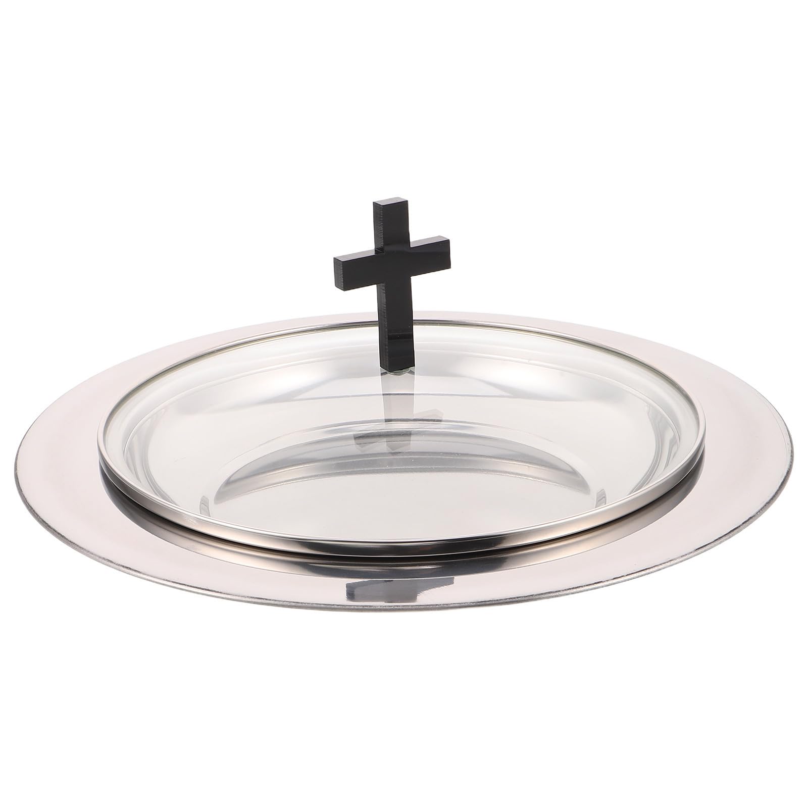 Plateau de service acier inoxydable couvercle noir fournitures de communion église
