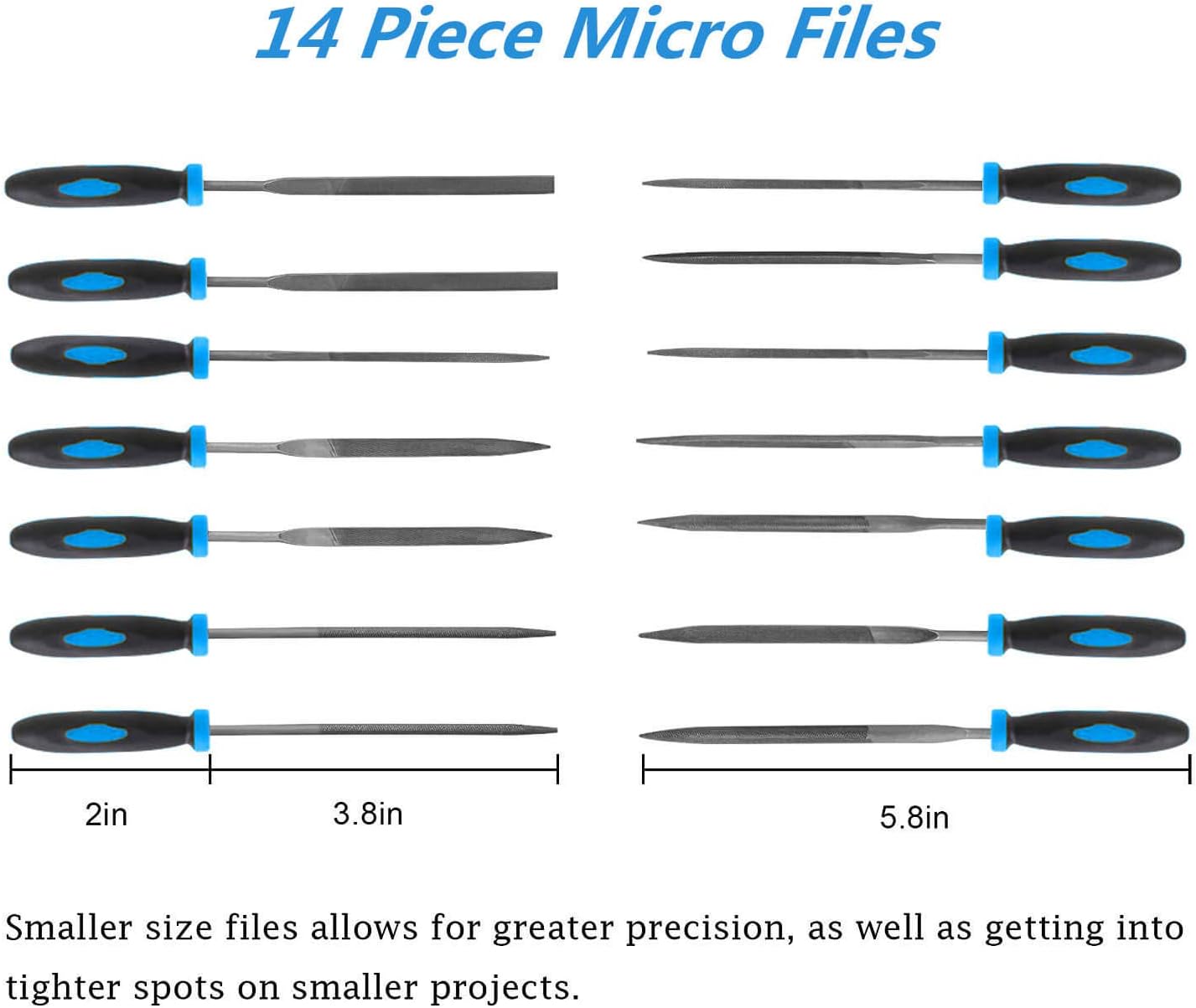 18 Piece Hand File Set High Carbon Steel Files Includes Flat Triangular Round Rasp Half Round File and Needle Files Set with Anti Slip Rubber Handles For Woodwork, Metalwork, Leather,Model