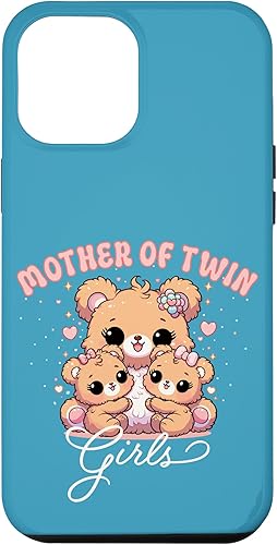 iPhone 14 Pro Max Mother of Twin Girls Adorable Kawaii Mama Bear and Daughters Case iPhone 14 Pro Max Mother of Twin Girls Adorable Kawaii Mama Bear and Daughters Case