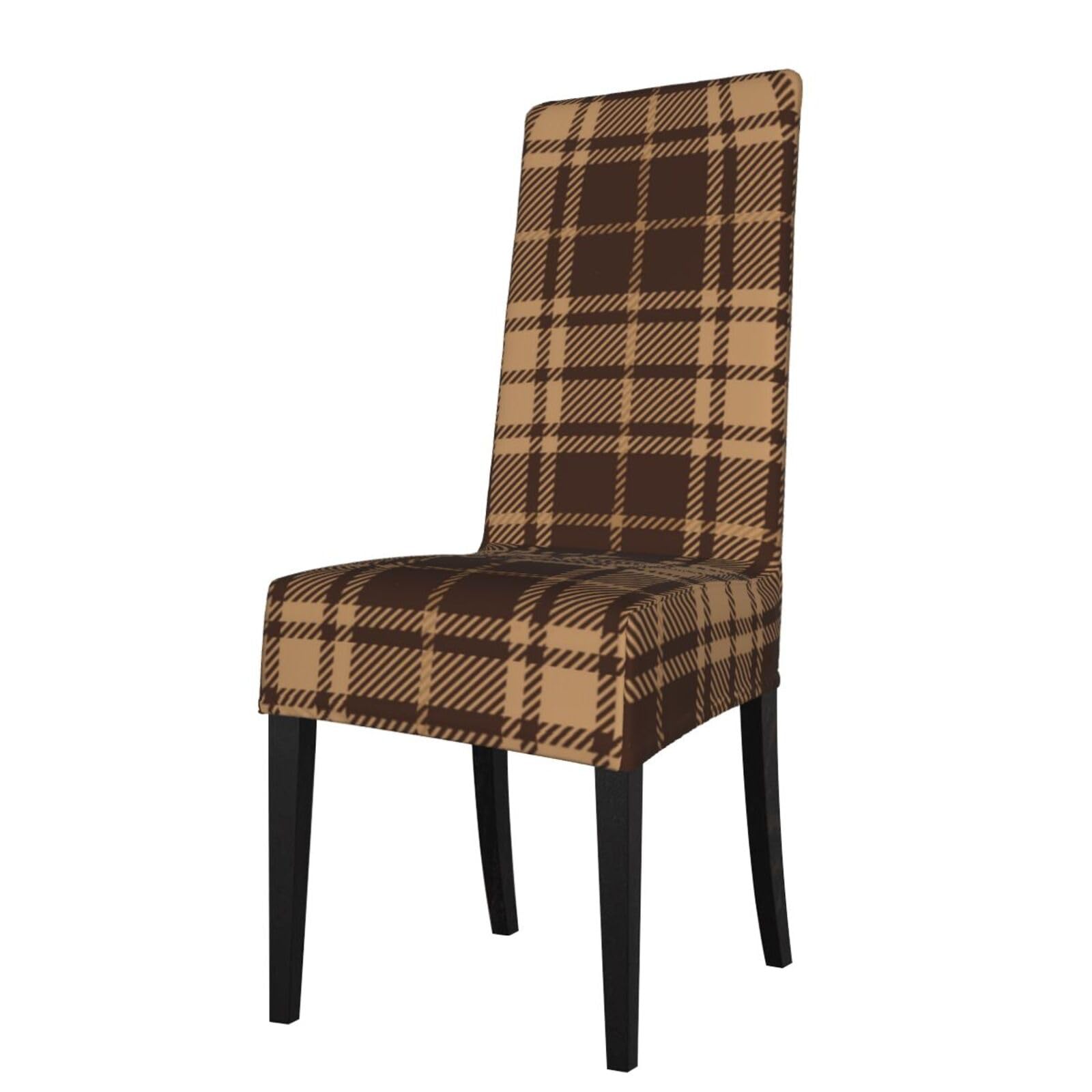 LKYMOH Brown Beige Tartan Plaid, Chair Covers Stretch Chair Slipcovers for Dining Room, for Party Pet Protection Universal Fit Soft Polyester