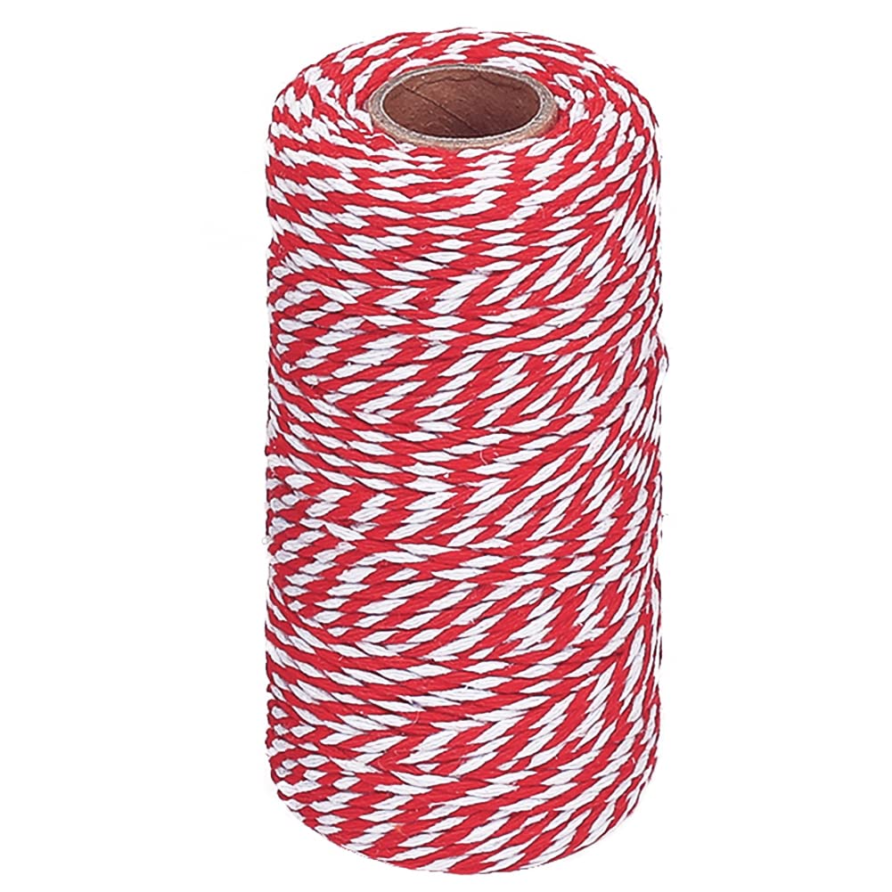 Vivifying Red and White Bakers Twine, 328 Feet Cotton String for DIY Crafts, Wrapping