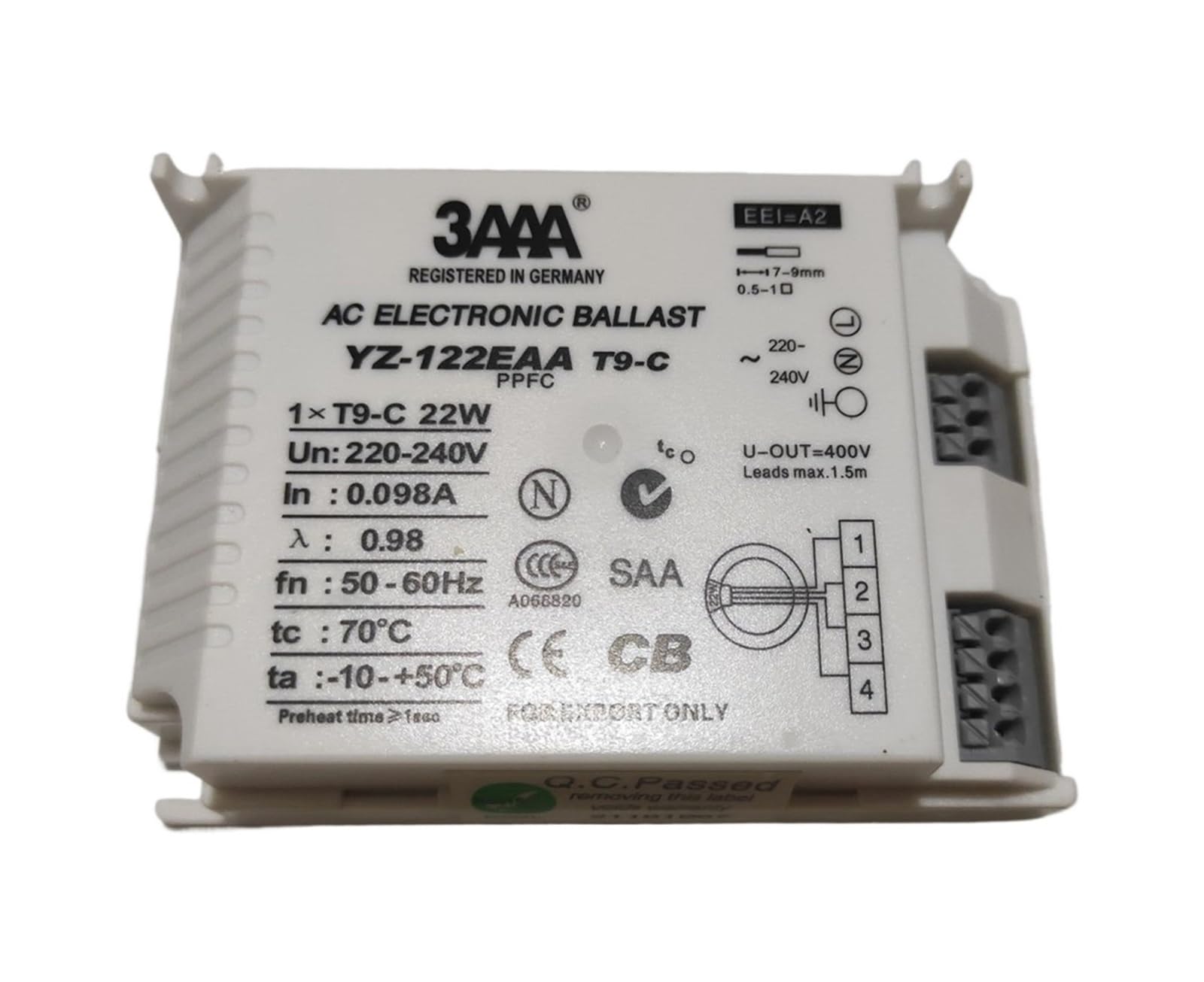 ZMZYELPECB 3AAA 220V AC ELECTRONIC BALLAST YZ-122EAA T9-C