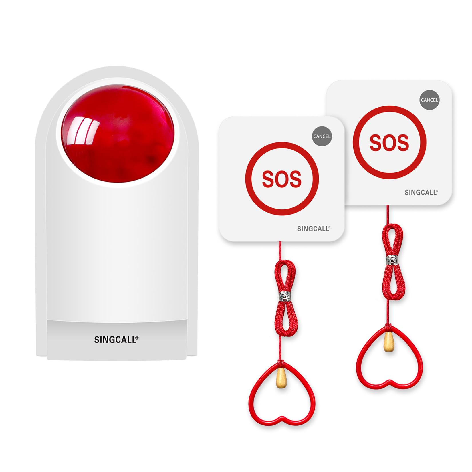 SINGCALL Emergency Strobe Siren Waterproof Pull Cord Panic Alarm System