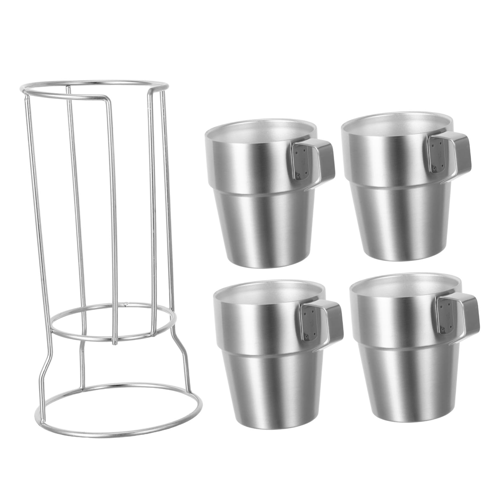 Tazas Infantiles Apilables de Acero Inoxidable Aisladas Doble Pared y Asas Soporte Compacto para Café Té y Cappuccino para Camping y Uso Diario