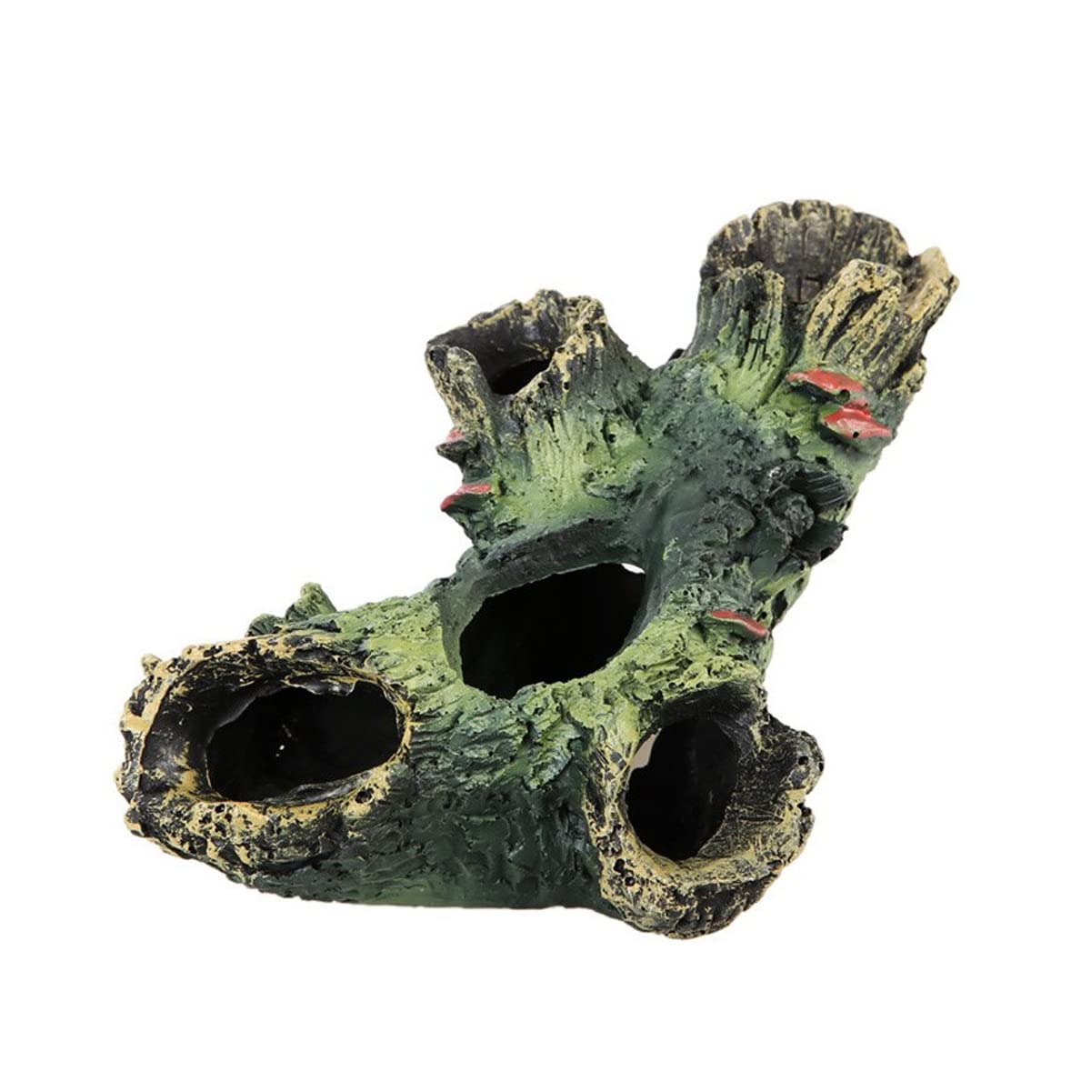 Decorazione per Acquari Grotte Rocciose, Decorazioni per Acquari in Resina, Simulazione di Paesaggi in Legno Decorativo per Gamberetti, Ciclidi, Nascondiglio di Pesci Betta,12x7x11cm