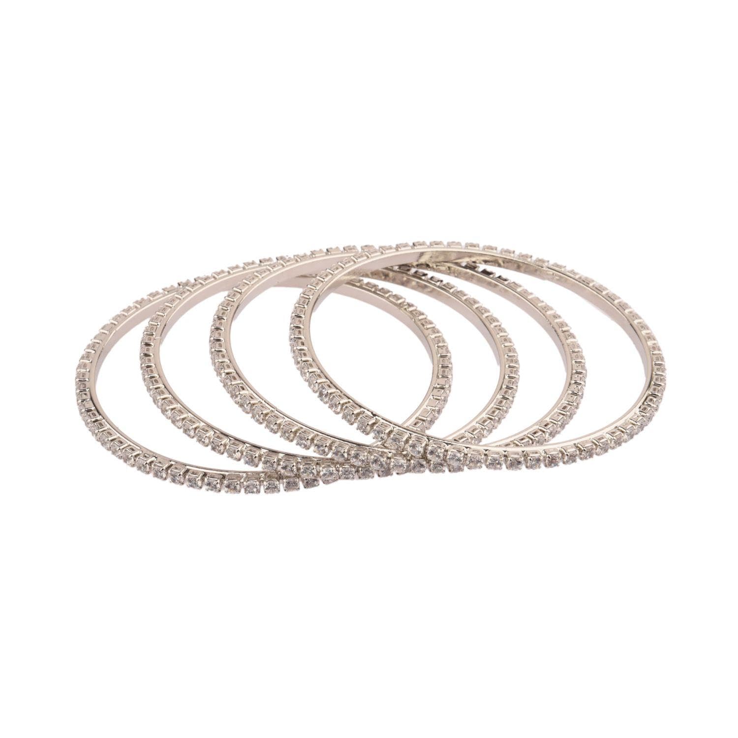 Efulgenz Crystal Bangles for Women Indian Indian Bangles for Women Round Cz Crystal Rhinestone Bracelet Bangle Set Indian Wedding Bangles Indian Bridal Bangles Fashion Statement Jewelry