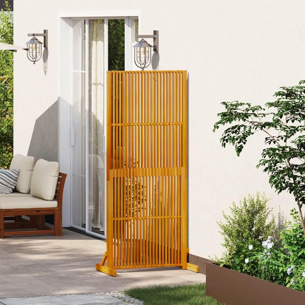 Biombo de privacidad de madera maciza de acacia de 180,5 cm de alto, independiente con diseño de láminas para interior y exterior, estable, resistente a la humedad, ideal como divisor