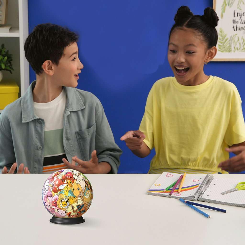 Ravensburger - Puzzle 3D Ball - Pokémon - A partir de 6 Ans - 72 pièces numérotées à Assembler sans Colle - Support Inclus - Diamètre : 13 cm - 11595