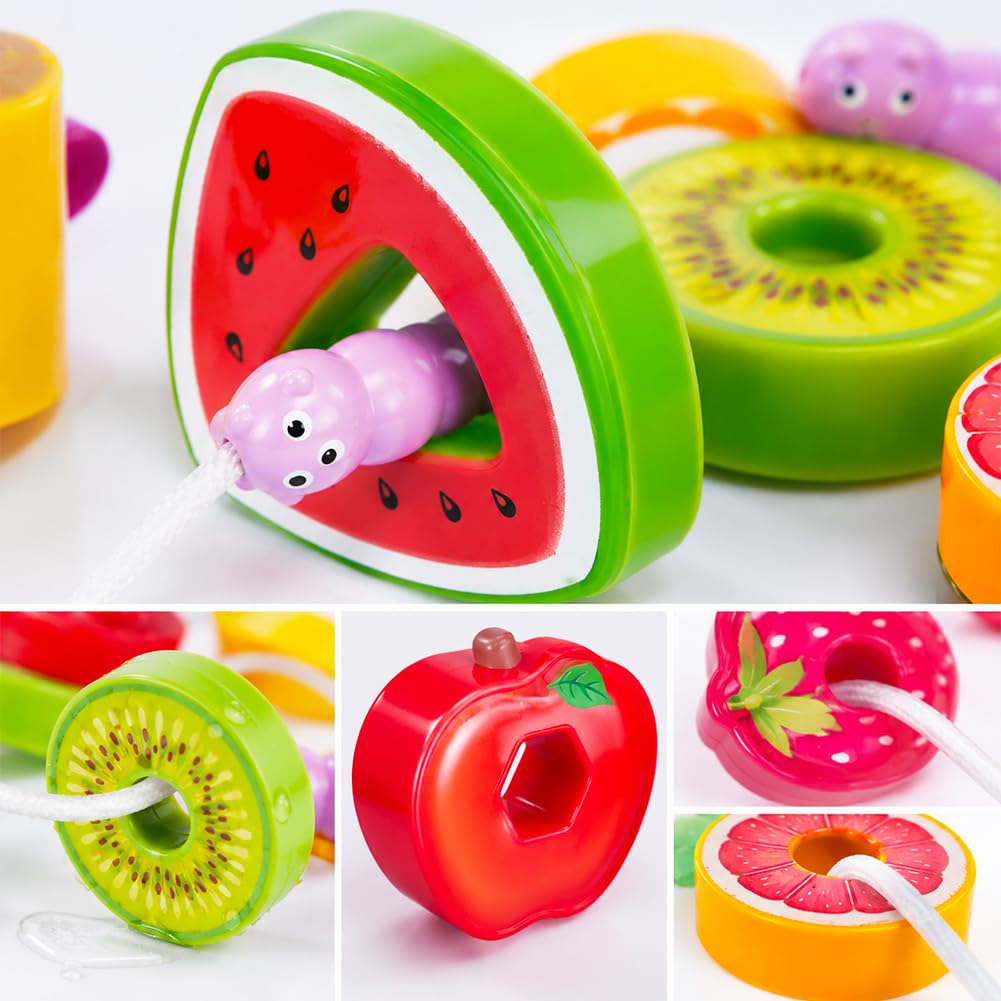 Kouipoie Fruit Threading Toys Montessori Lacing Beads for Toddlers Age 2-6 - Image 6