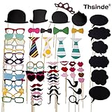 Photo Booth Props Blackboards Booth,Thsinde 68 Photo Booth Props Blackboards Booth Party for Wedding Party Graduation Birthdays Dress-up Accessories with Mustache, Hats, Glasses, Lips, Bowler, Bowties