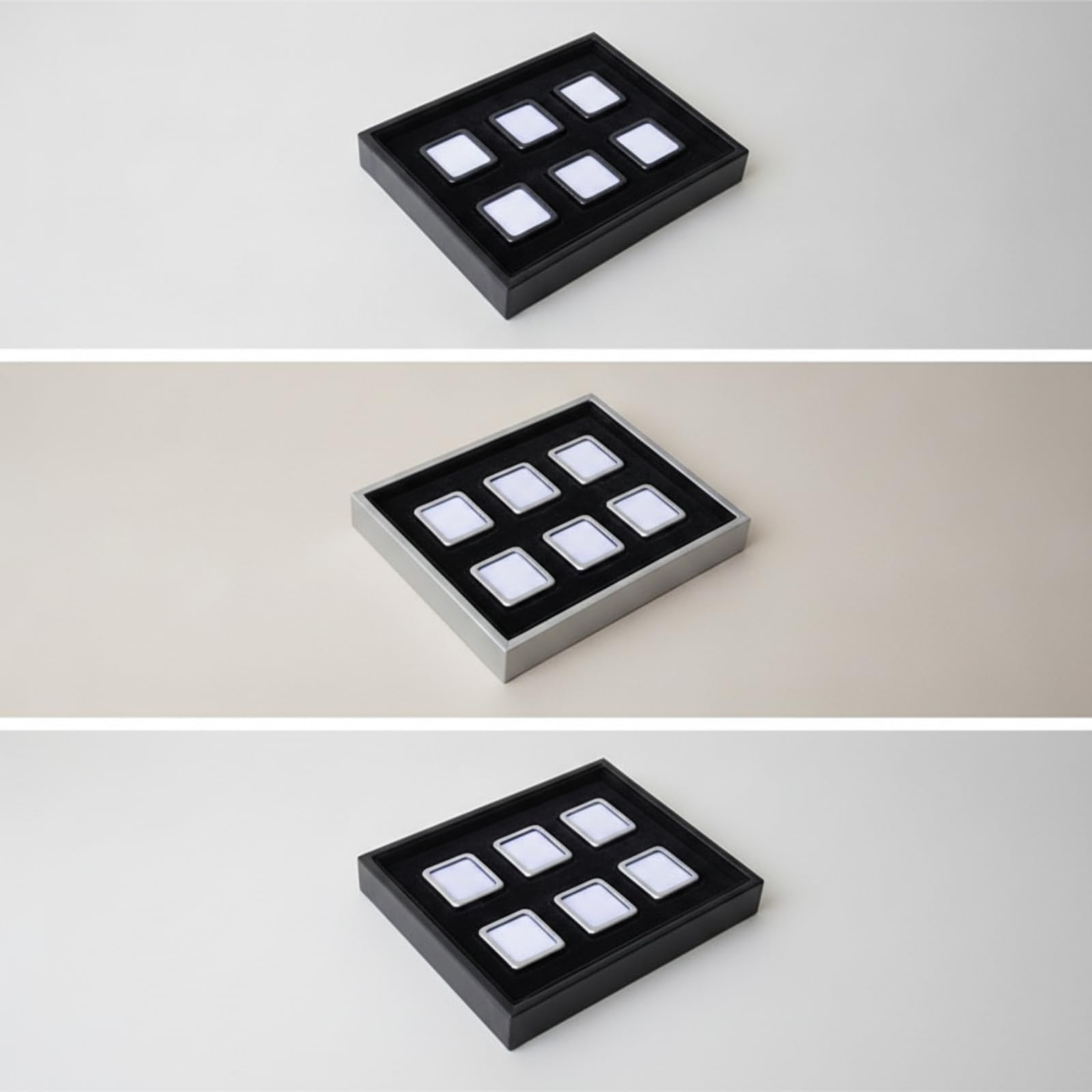 Plateau à Bijoux avec 6 Compartiments , Argent Mat , Argent Mat Lot 6 S