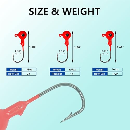 Miniatura 2 de Juego de 50 cabezales de pesca para pesca de agua salada lubina dulce 18 oz 16 oz 14 oz 119 oz