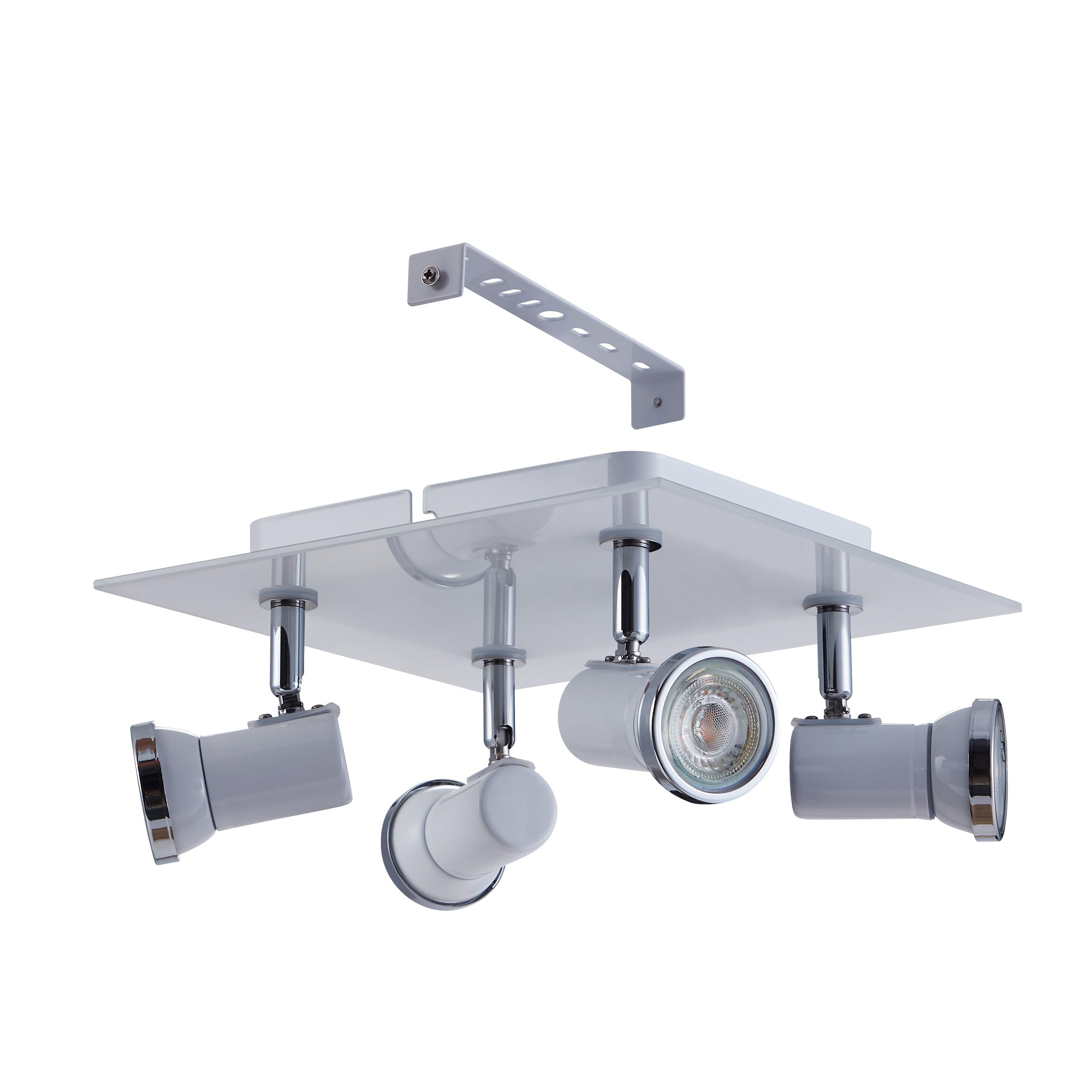 EGLO Lampa sufitowa Tamara 1, 4-płomienna lampa sufitowa | oświetlenie do łazienki, lampa łazienkowa z metalu w bieli i chromie, szkło, reflektory sufitowe, spoty z żarówkami GU10