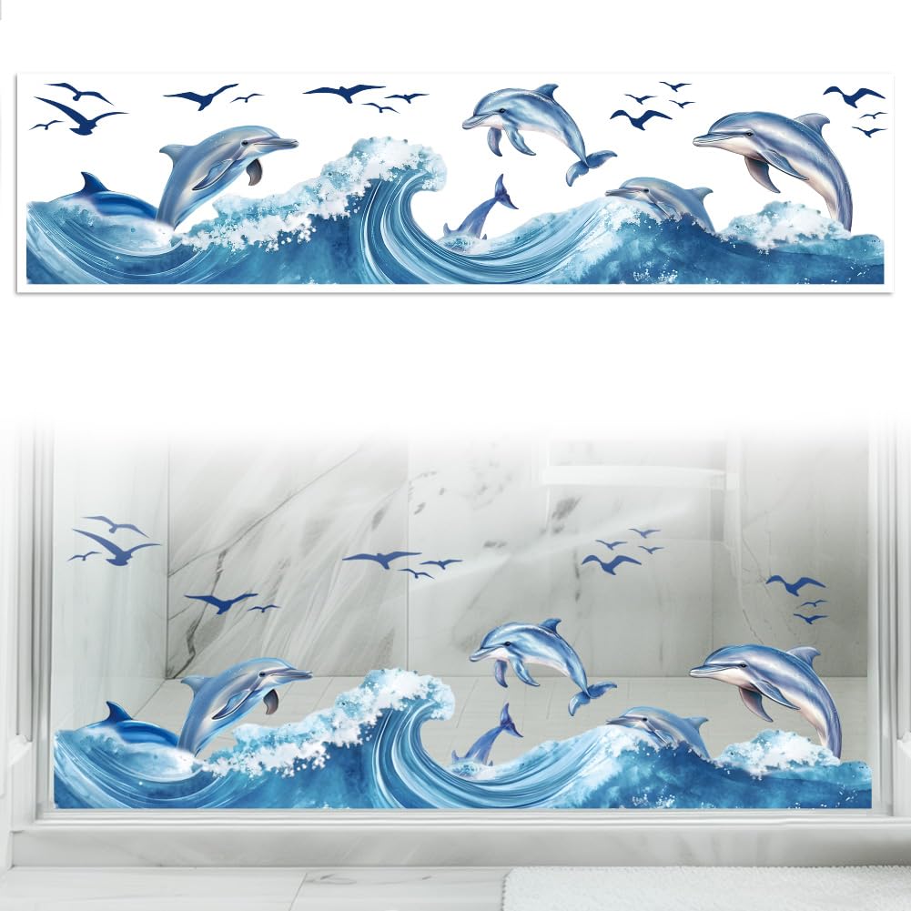 Peacoblue Statischer Fensteraufkleber Kran & Gras 120x30cm – Abnehmbar & Wasserdicht Für Glas