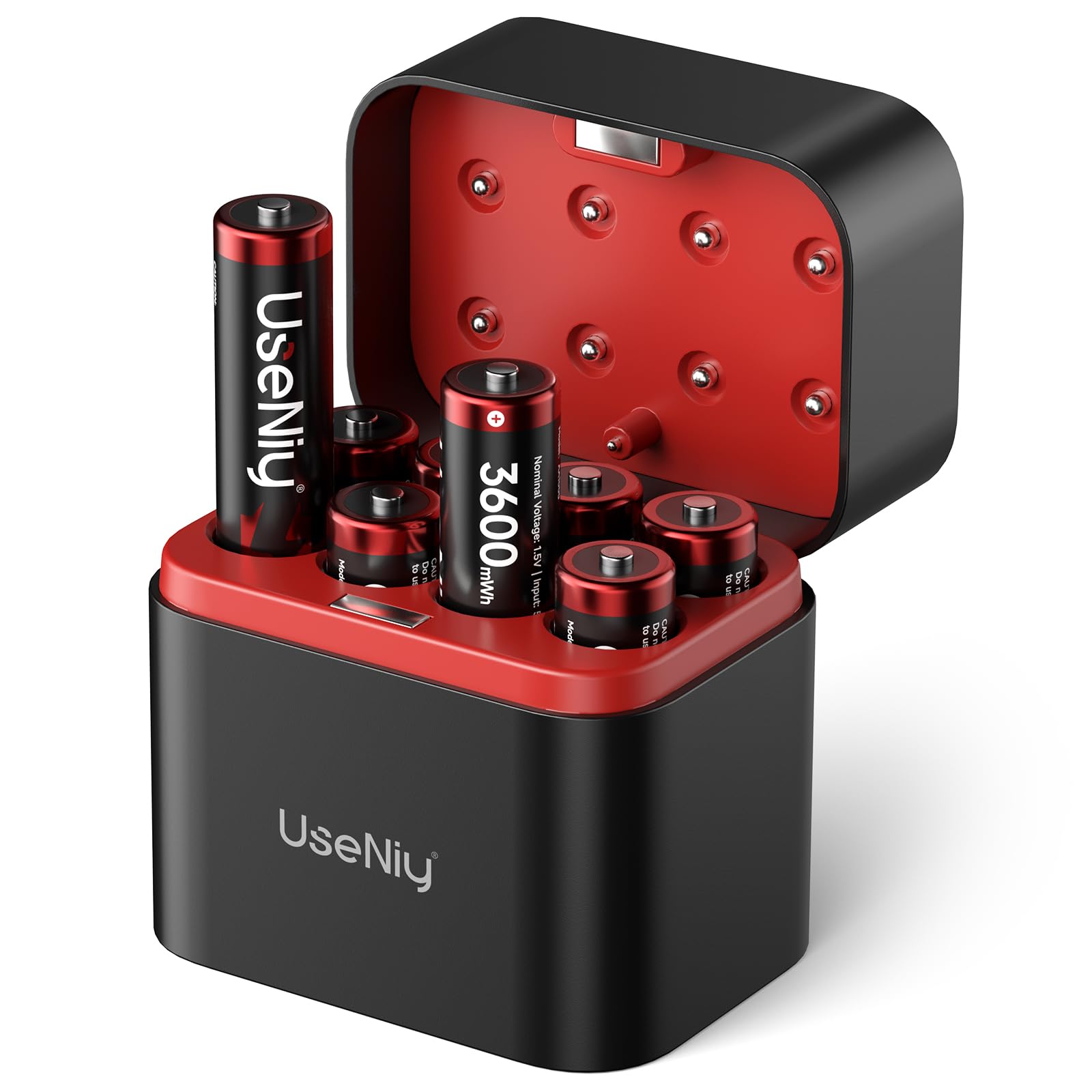 UseNiy wiederaufladbare AA 1.5V Lithium Akkus 8 Pack mit Ladegerät