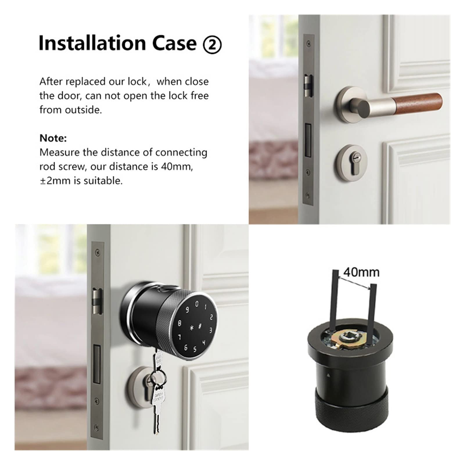 Inteligentny zamek do drzwi, Smart Lock Fingerprint Drzwi Klawiatura Cyfrowa Card Gałka zamienne do domu/Office Hotel majsterkowanie Zamek od drzwi(B)