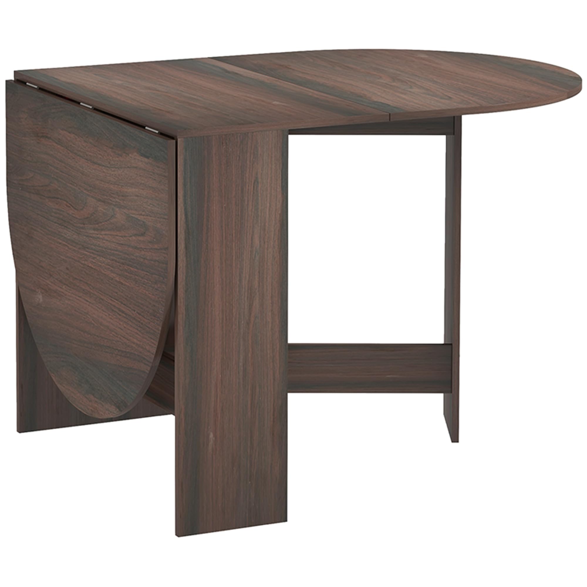 HOMCOM Mesa ahorra espacio de madera con 2 solapas ovaladas, mesa plegable para comedor y cocina, 163 x 80 x 75 cm, marrón