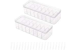 Yesesion Clear Cable Organizer Boxes for Drawer, Adjustment Compartment/Lid/Wire Ties