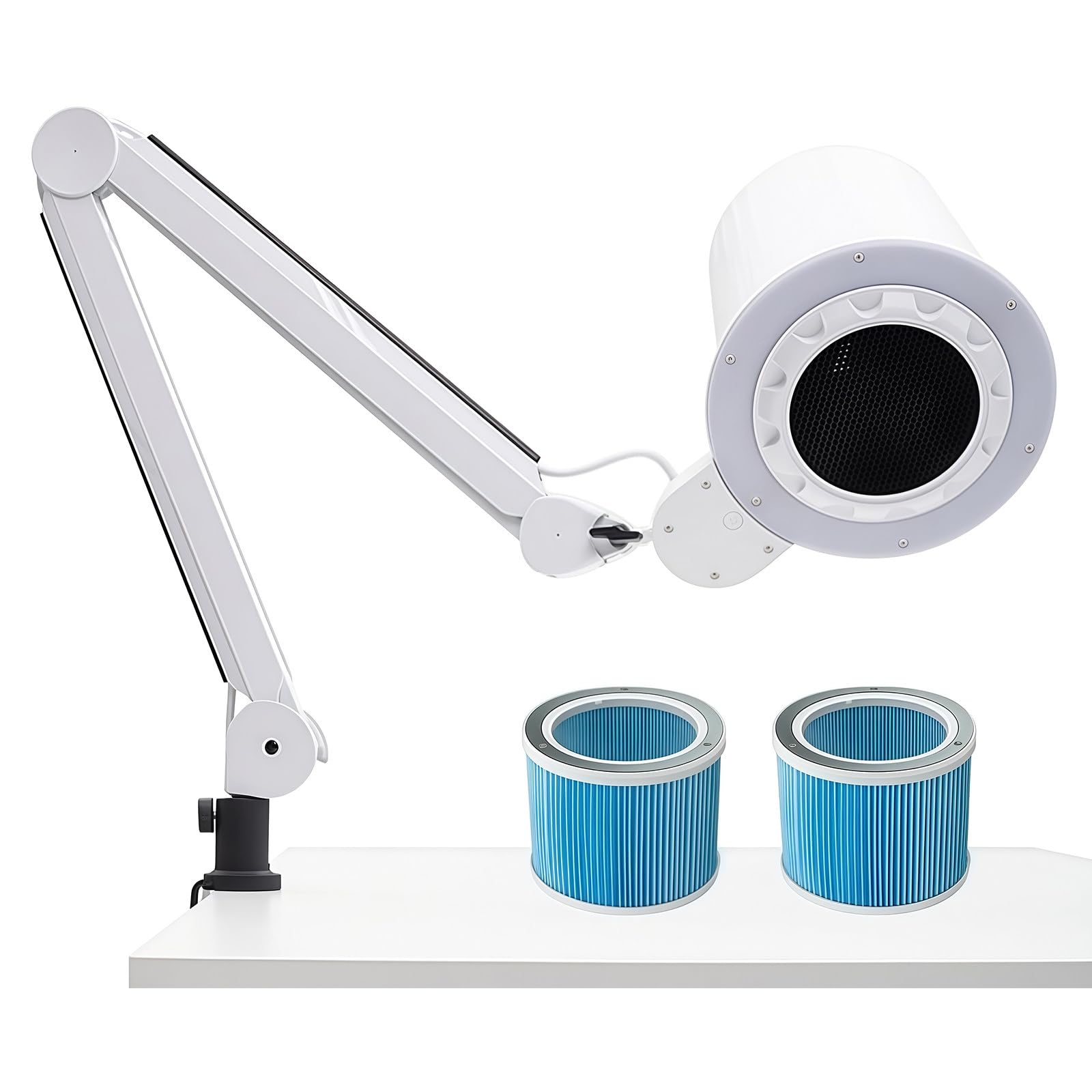 Oryginalny Próżniowy Odkurzacz Do Pyłu, Narzędzia Do Salonu Pedicure, Z LED Ściemnialną & 2 Filtrami, Regulowane Ssanie dla Pedicure & Manicure DesktopMount