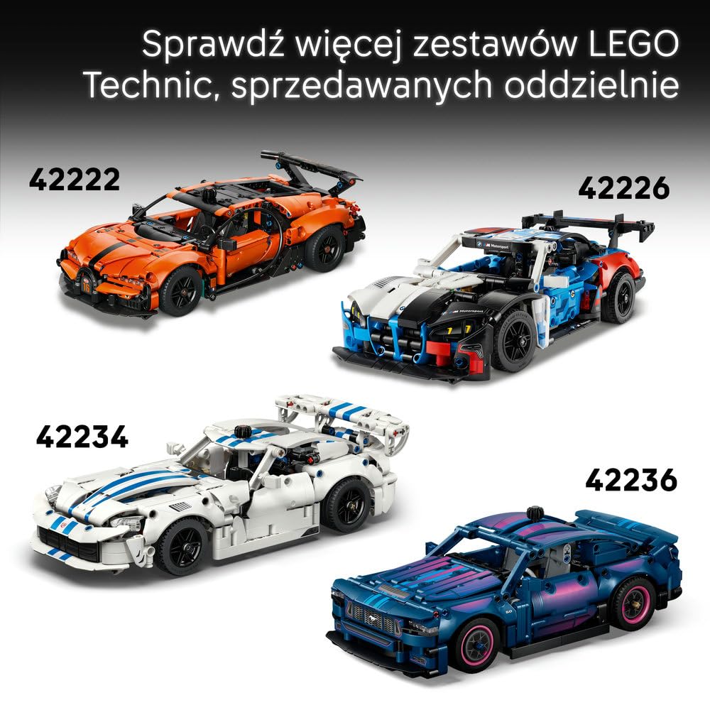 LEGO Technic Samochód Ferrari 488 Pista 42235 | Model samochodu, klocki konstrukcyjne Technic, prezent dla fana motoryzacji, zabawka dla 9-latka, 882 elementy