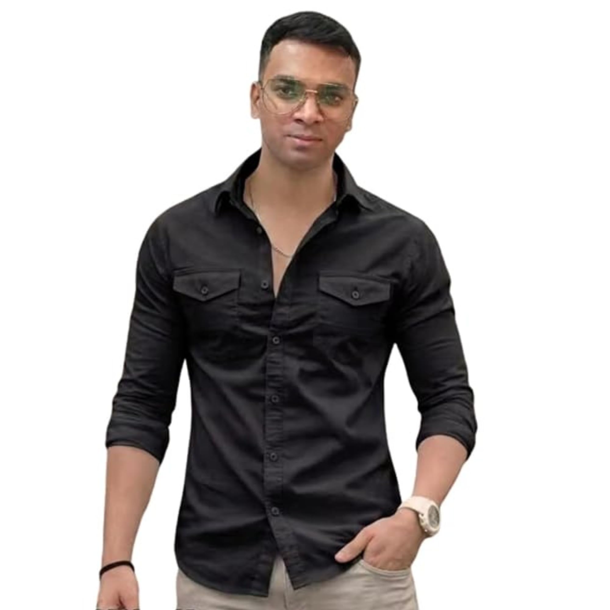 Men's Stylish Cotton Blend Full Sleeve Shirt | Regular Fit | Soft Breathable Fabric | Dual Flap Pocket Design | Casual Office & Weekend Wear-picture-26