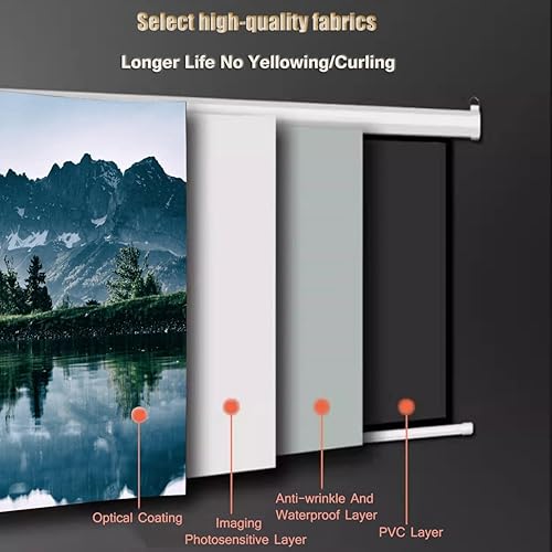 Miniatura 4 de Pantallas de película HD 43 169 de 60 pulgadas y 72 pulgadas, pantalla de proyección motorizada antiarrugas con control remoto, pantalla de