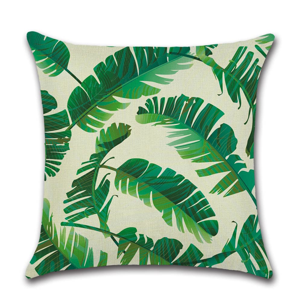 JOTOM Outdoor Waterproof Cushion Covers 45x45 cm Tropical Leaves Decorative Throw Pillow Covers Garden Patio Outdoor Cushions Pillow Cases for Couch Bench Sofa Indoor Decor Set of 4 (Tropical Plants) - Image 3