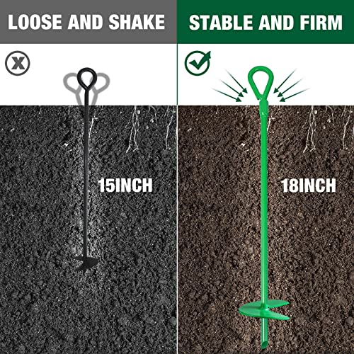 Tondiamo 18 Inch Long Ground Anchor Kit, 3 Inch Wide Helix, Heavy Duty Earth Augers Solid Steel Shaft with Drill Bit for Tents, Swing Sets, Securing Animals, Canopies, Sheds(Green, 6 Pcs) - Image 3