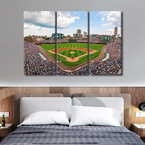 Miniatura 3 de 3 imágenes de campo Wrigley para sala de estar, estadio de béisbol, horizonte, lienzo, arte de pared, decoración de casa, deportes de EE. UU.,