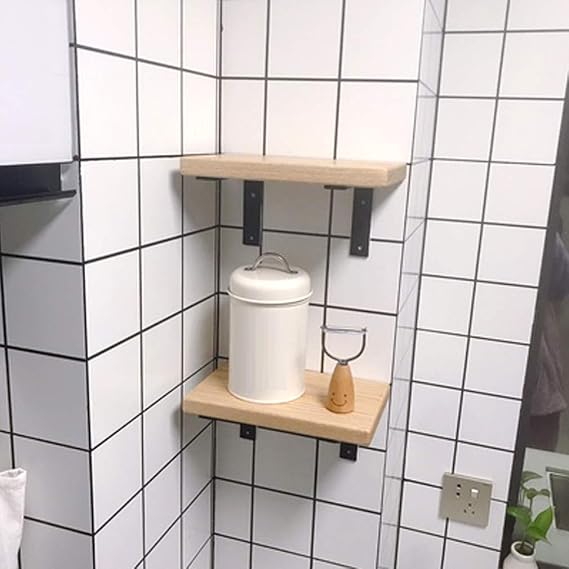 Floating Metal Bulkhead Shelf Bracket,Creative Bookshelf Shelving Brackets,L Kitchen Flat Shelf Supports,Wall Corner Support,Space Saving Brackets for Shelves,2 Pcs (15cm/5.9in)