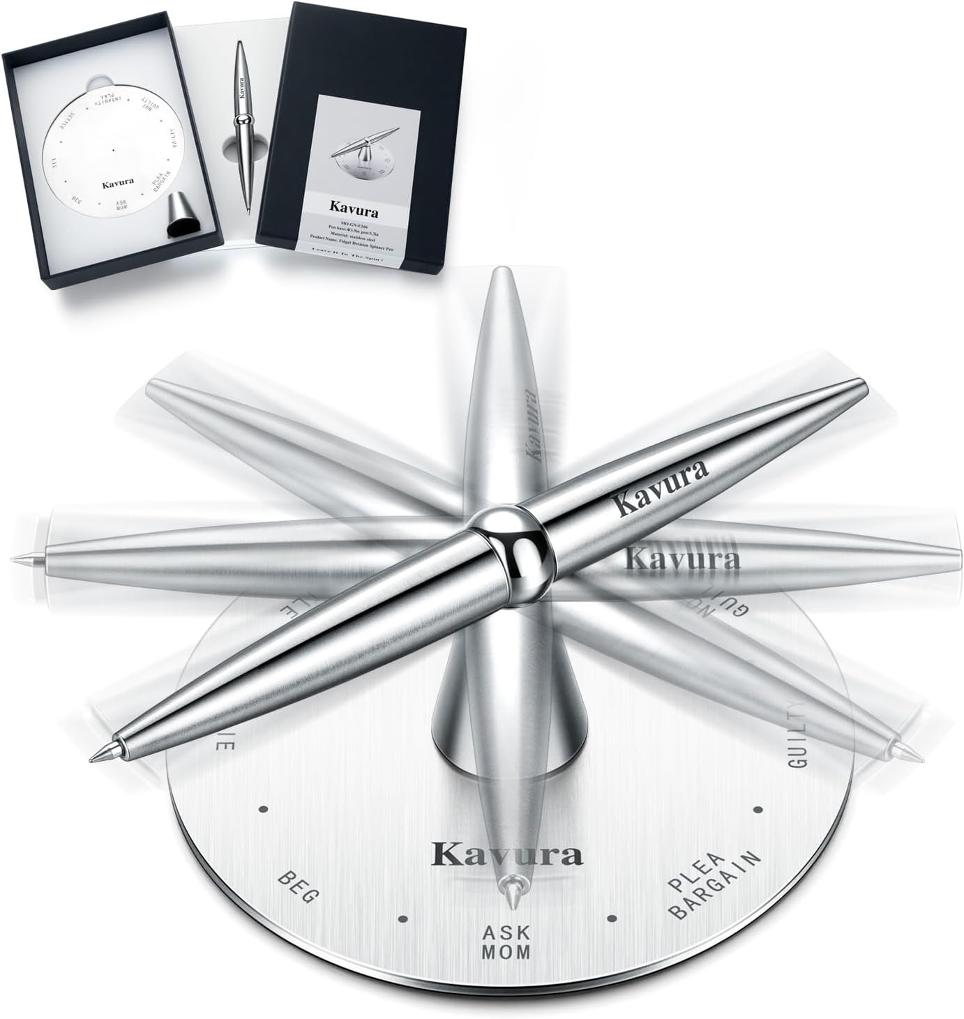 Spin Decision Pen for Legal Professionals – CNC-Machined 316L Stainless Steel Fidget Pen with Magnetic Stand | Smooth Gel Ink Writing | Legal-Themed Decision Spinner & Stress-Relief Desk Gift