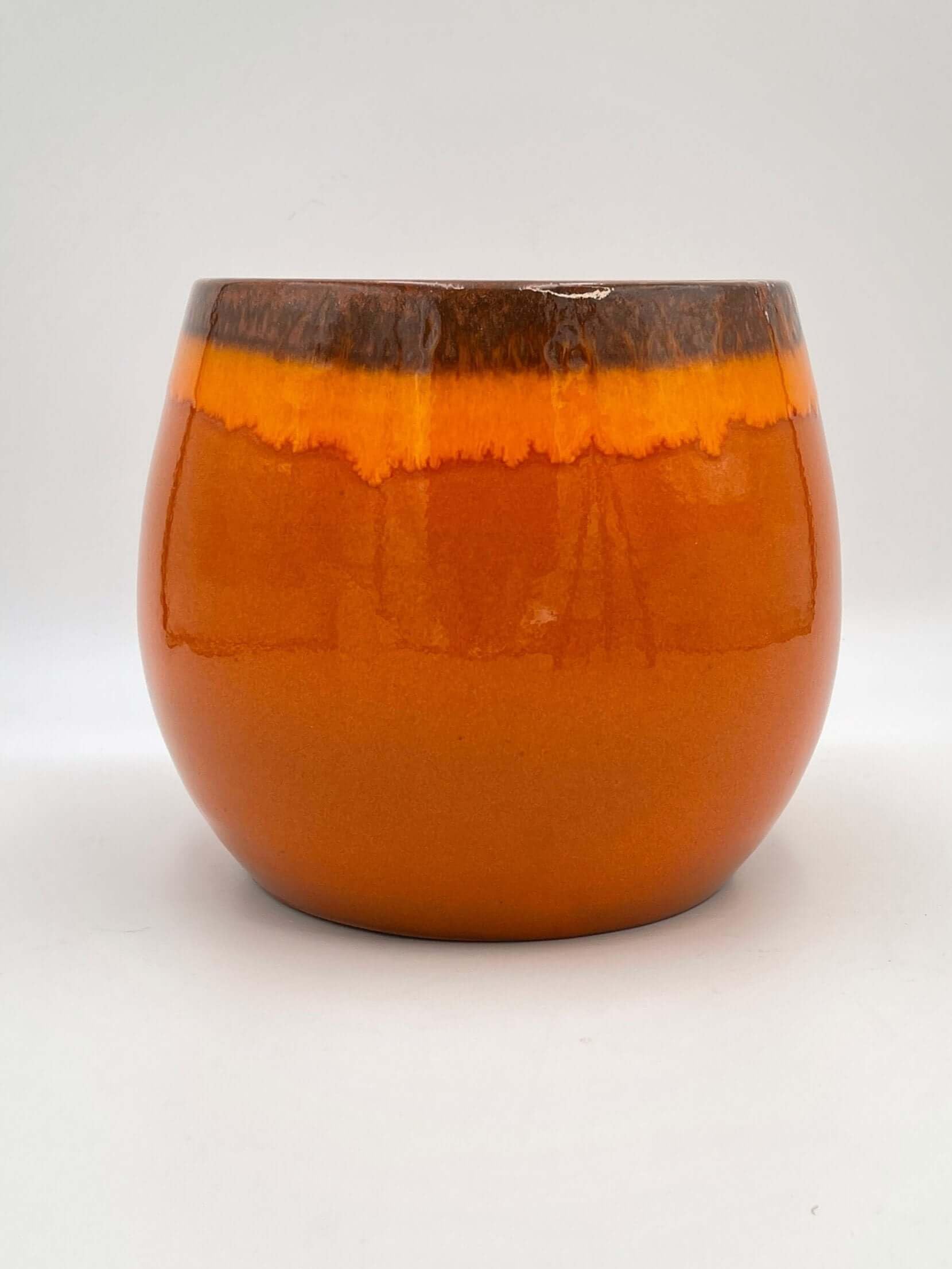 Rebel Plants Handmade Glossy Glazed Charlotte Ceramic Plant Pot – D19cm H16cm – Fits 15cm Nursery Pot – Orange, Green or Ochre (Orange)