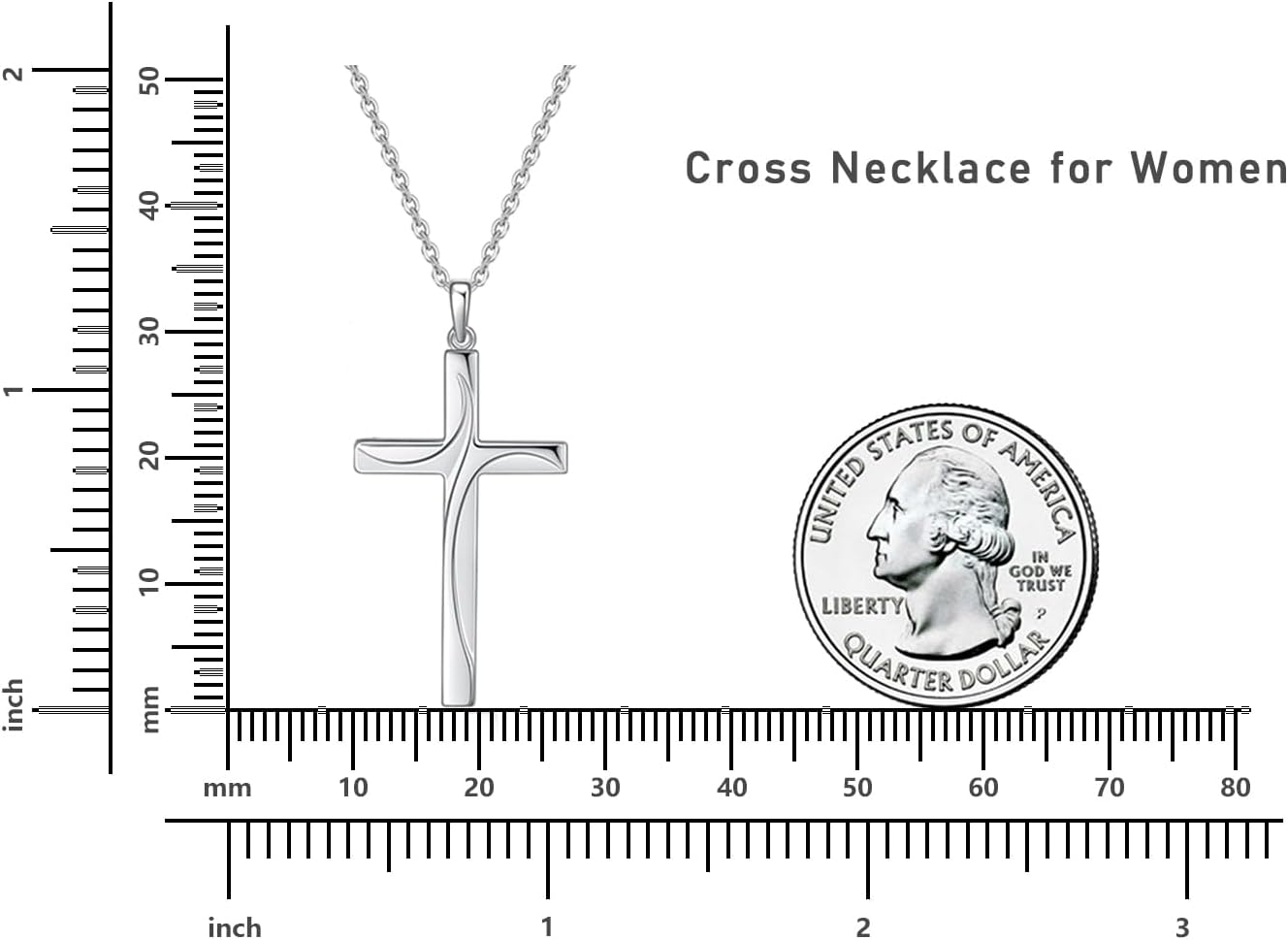 Rnivida 925 Sterling Silver Cross and Heart Pendant Necklace for Women,18" - Image 6