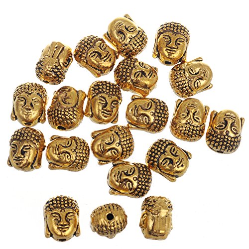 Rubyca 40Pcs Buddha Small Spiritual Metal Beads Gold Color Spacer For Jewelry Making Bracelet #TOP4