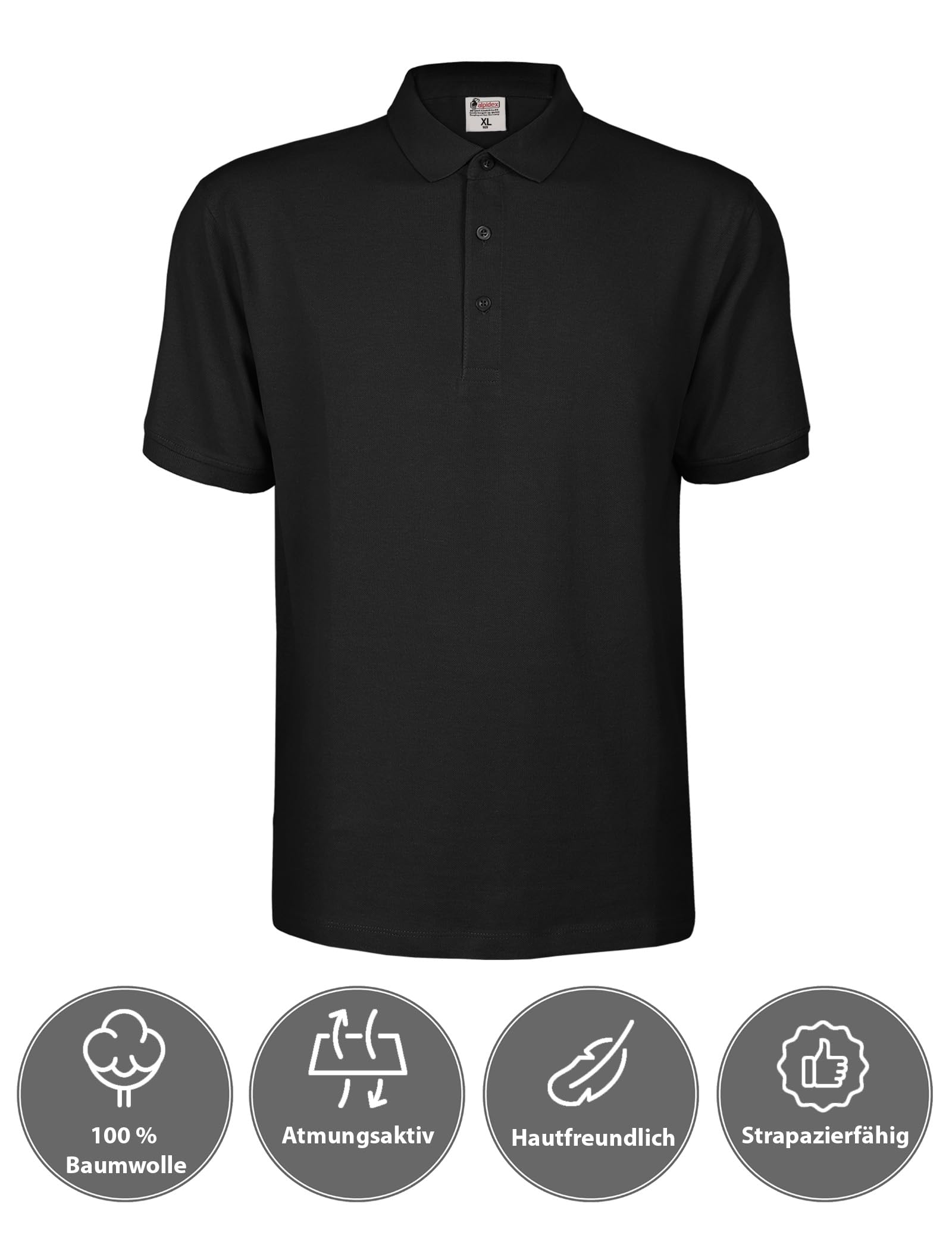 ALPIDEX Herren Polo Shirts 3er Set 100% Baumwolle Poloshirt Männer T-Shirt Kurzarm Shirt Einfarbig Casual Polohemd S M L XL XXL 3XL 4XL 5XL