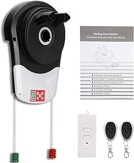 Automatic Rollup Garage Door Opener, Roller Door Opener 800N Wall Mount with 3 Remote & Secure Encryption for Garage Warehouse, Store & Barn Farm (Remote Control)