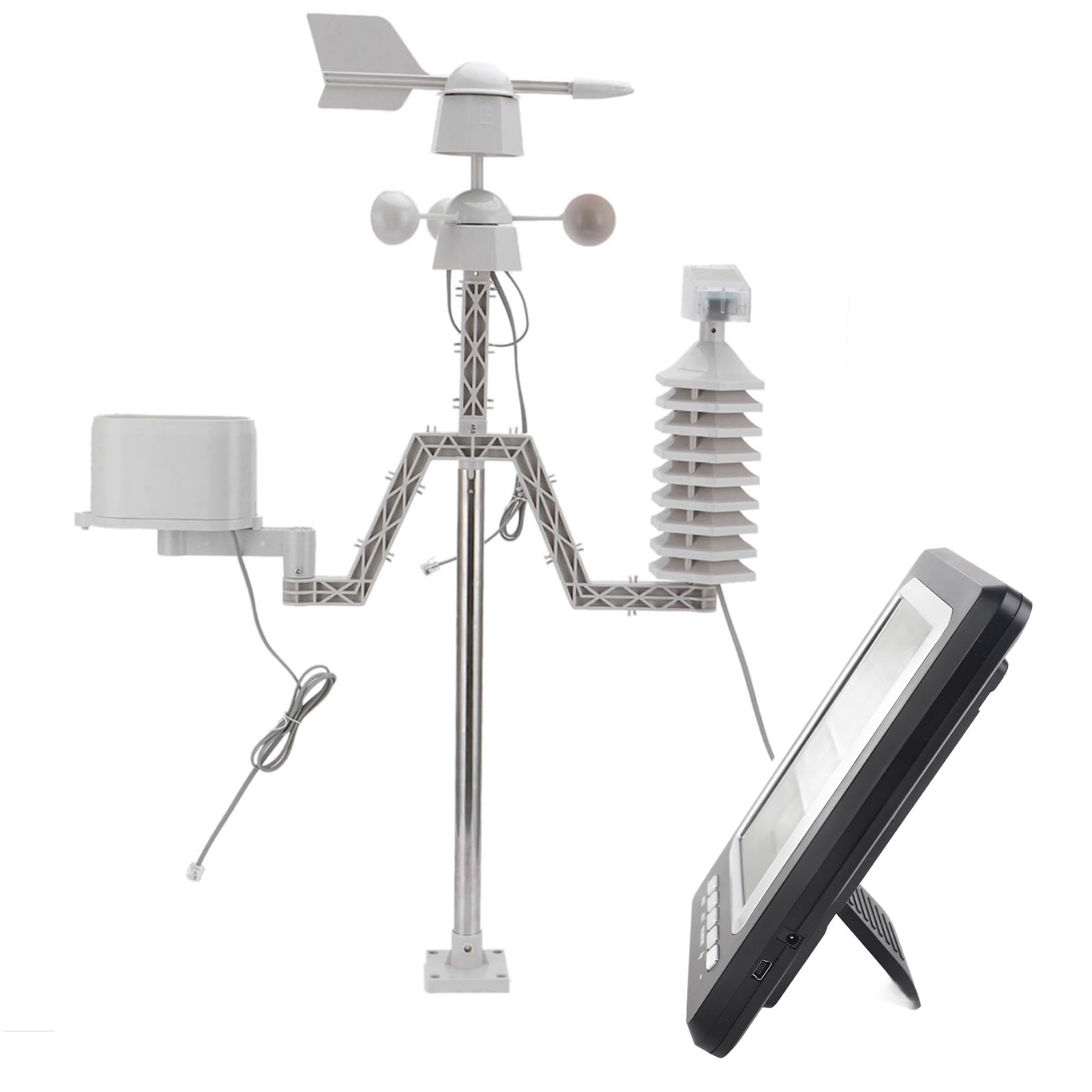 Stazione di previsione meteorologica wireless con strumento di misurazione e precipitazioni a velocità del retroilluminazione LCD per la casa esterna Usa materiale ABS 19x12,8 cm