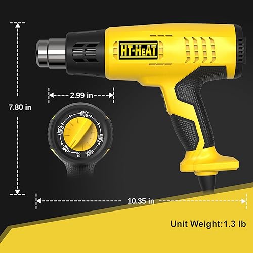 Miniatura 4 de Pistola de calor de larga vida útil de 122   1202  (122.0 F - 1,202.0 F) Control de temperatura variable Kit de pistola de aire caliente resistente
