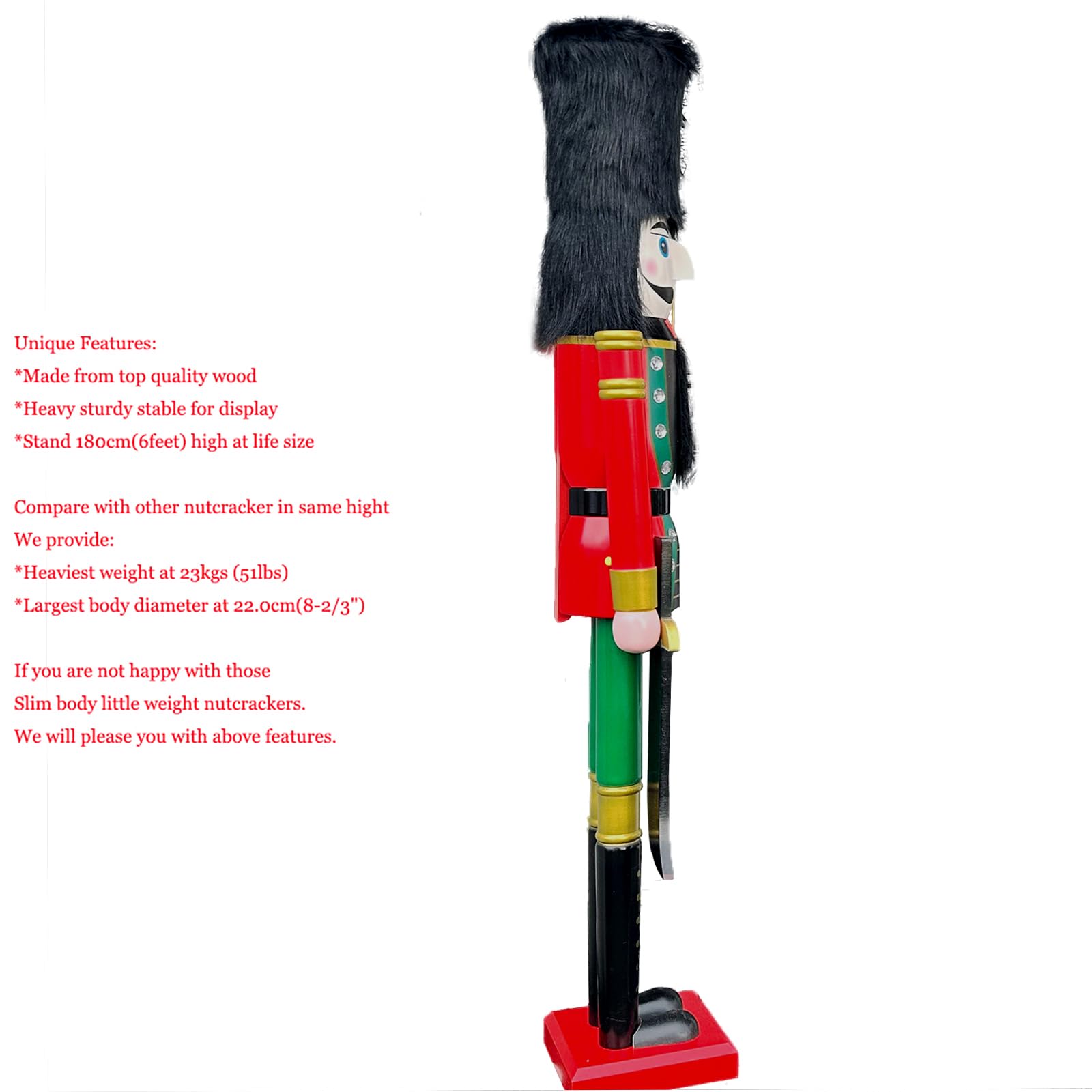CDL 180 cm Weihnachten Nussknacker Figur Groß aus Holz Soldat K06