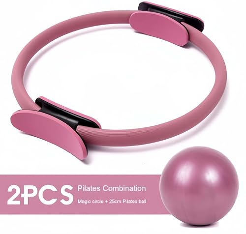 Miniatura 2 de Juego de anillos y pelotas de pilates, equipo de entrenamiento en casa para mujeres, círculo de pilates y mini pelota de ejercicio, equipo de