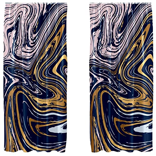 Rideaux bleu marbré pour chambre transformée en cocon - 2