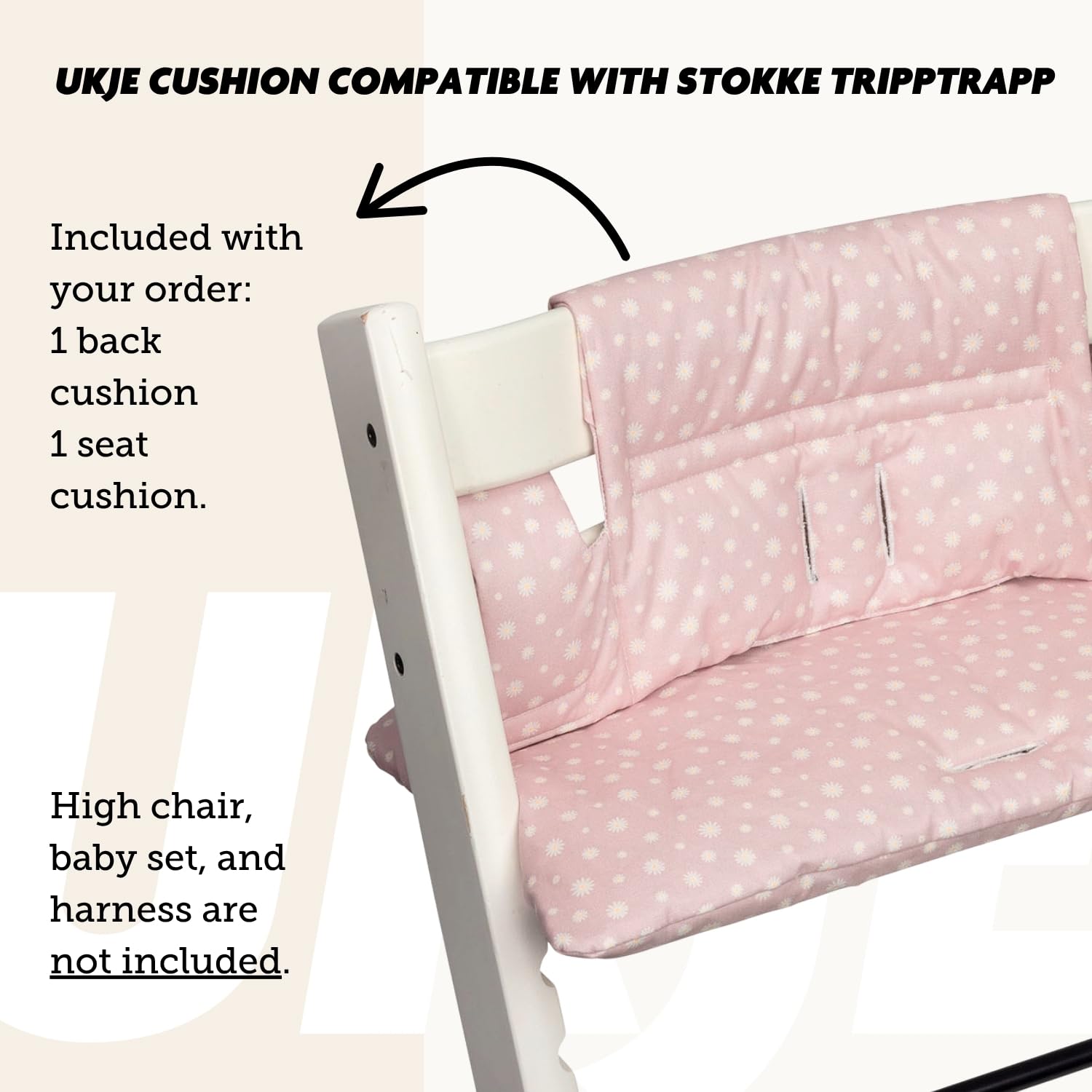 UKJE Cuscino compatibile con Stokke Tripp Trapp - Morbido cuscino per sedile per neonati, bambini e bambini piccoli, Accessori per seggiolone, Inserto in tessuto di cotone (daisy)